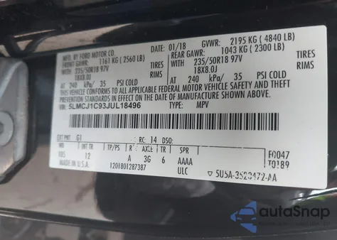 2018 Lincoln Mkc Premiere z USA, uszkodzony, nr VIN 5LMCJ1C93JUL18496